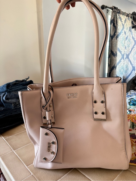 Guess Handbags - GUESS Blush Pink Saffiano Tote with Coin Pouch